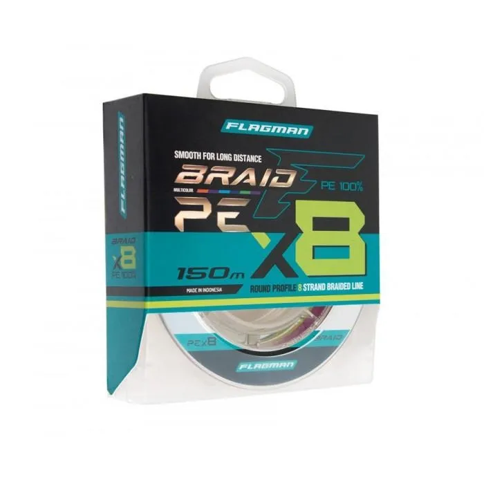 Шнур Flagman Braid PE Multicolor X8 150м 0.148мм