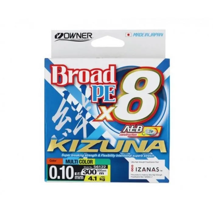 Шнур Owner Kizuna Broad PEx8 300м 0.10мм 4.1кг Multi Color