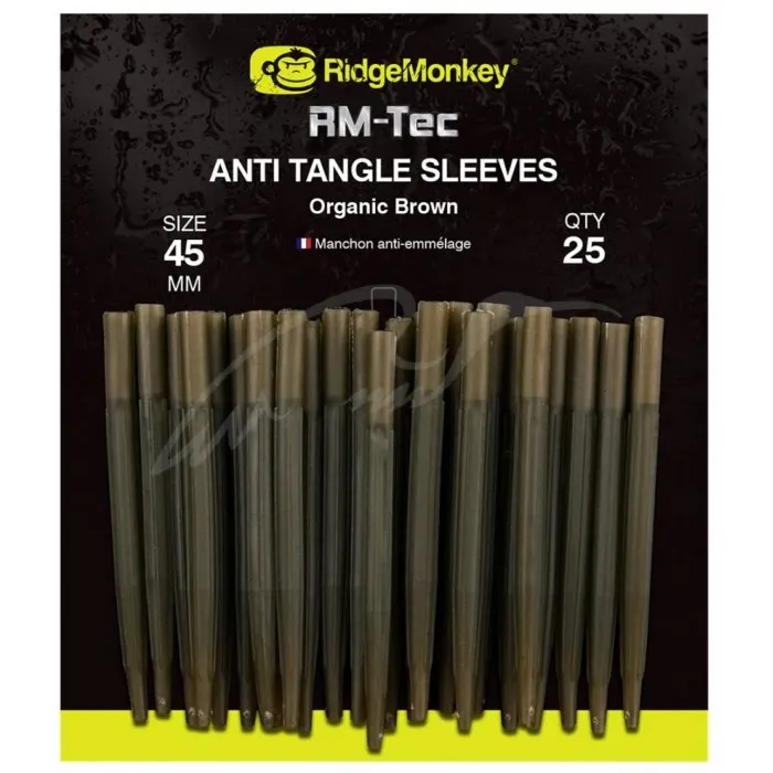 Противозакручиватель RidgeMonkey RM-Tec Anti Tangle Sleeves Long (25шт/уп) ц:organic brown