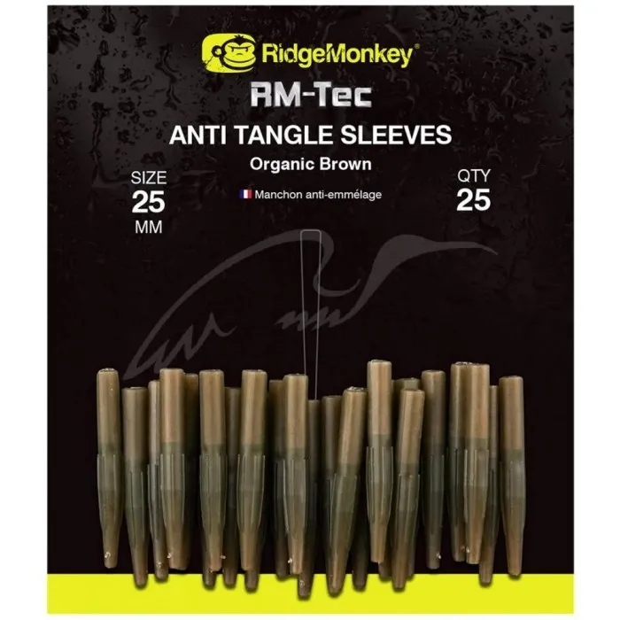 Протизакручувач RidgeMonkey RM-Tec Anti Tangle Sleeves Short (25шт/уп) к:organic brown