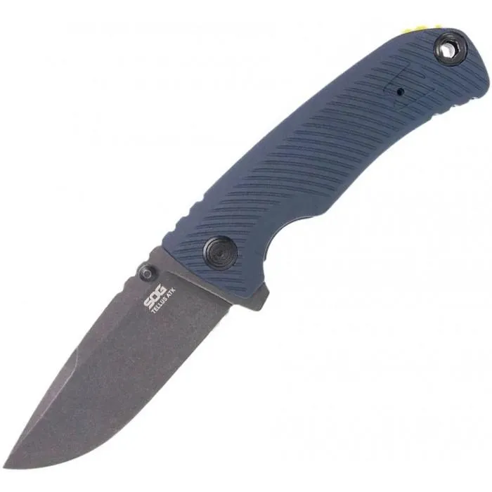 Ніж складаний SOG Tellus ATK (Black Oxide) Squid ink_Yellow, колір Сірий