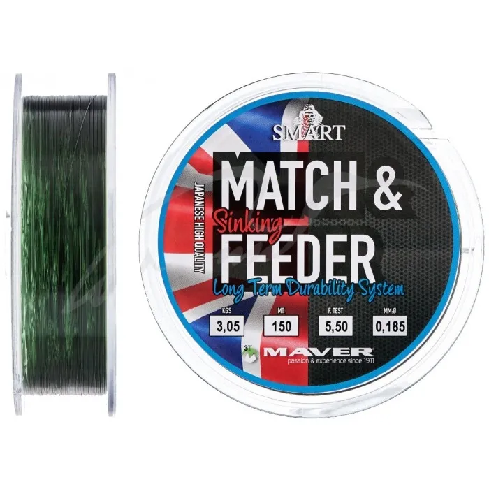 Волосінь Smart Match Feeder Sinking (150 м) цв. Зелений, 0.235 мм