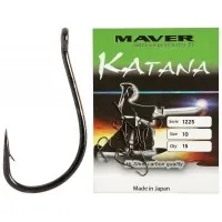 Крючок Maver Katana 1225A с колечком (15 шт) цв. Черный, номер 16
