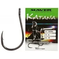 Крючок Maver Katana 0C002 с колечком (10 шт) цв. Черный, номер 8