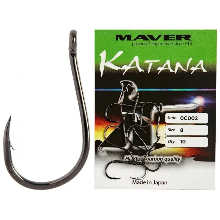 Крючок Maver Katana 0C002 с колечком (10 шт) цв. Черный, номер 10