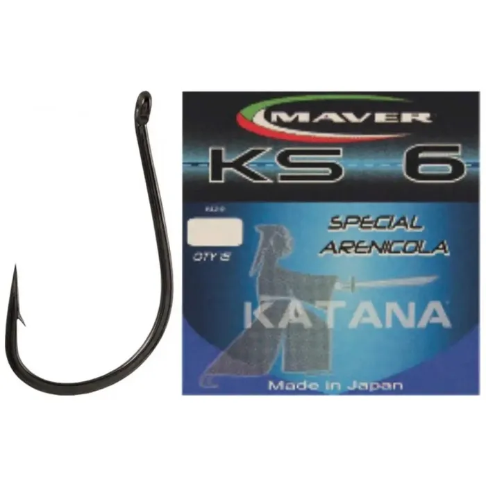 Крючок Maver Katana KS06A с колечком (15 шт) цв. Черный никель, номер 07