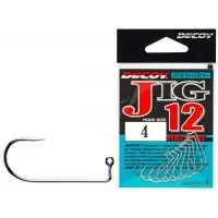 Крючок одинарный Decoy Jig12 Fine Wire (9 шт) цв. Никель, номер 1/0