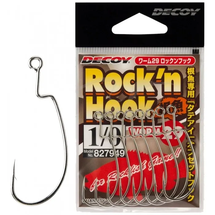 Гачок офсетний Decoy Worm29 Rockn Hook (9 шт) цв. Нікель, номер 03