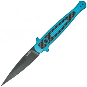 Нож складной Kershaw Launch 8 (Black PVD) ручка Голубая
