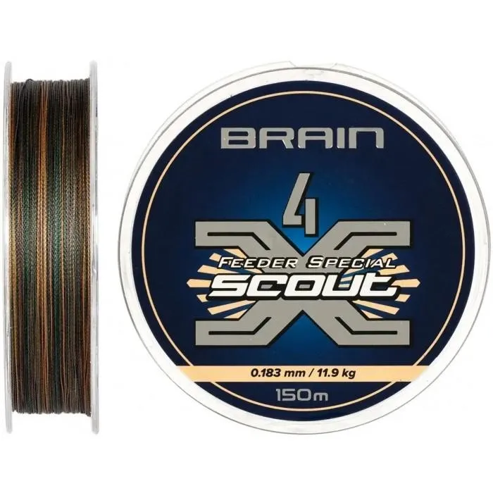 Шнур Brain Scout x4 (150 м) camo, колір Камуфляж, 0.183 мм