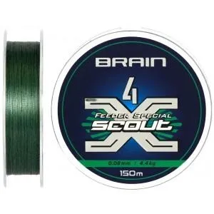 Шнур Brain Scout x4 (150 м) deep green, цвет Зеленый, 0.080 мм