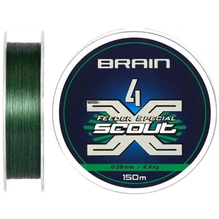 Шнур Brain Scout x4 (150 м) deep green, цвет Зеленый, 0.148 мм