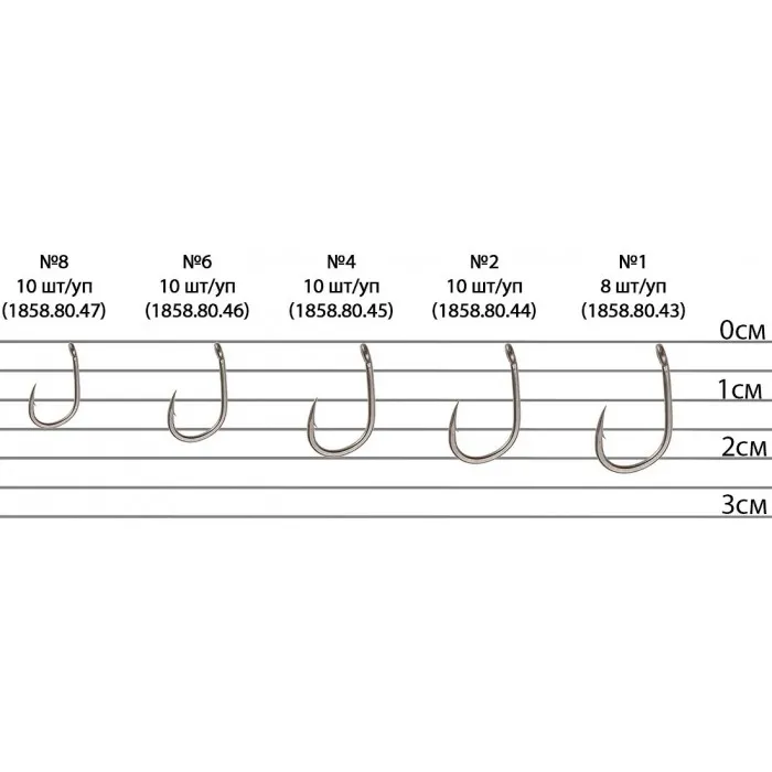 Крючок Brain Sting Classic Wide Gape с колечком (10 шт) цв. Серый, номер 8