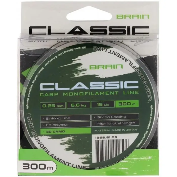 Леска Brain Classic Carp Line (300 м) цвет 3D camo, 0.30 мм