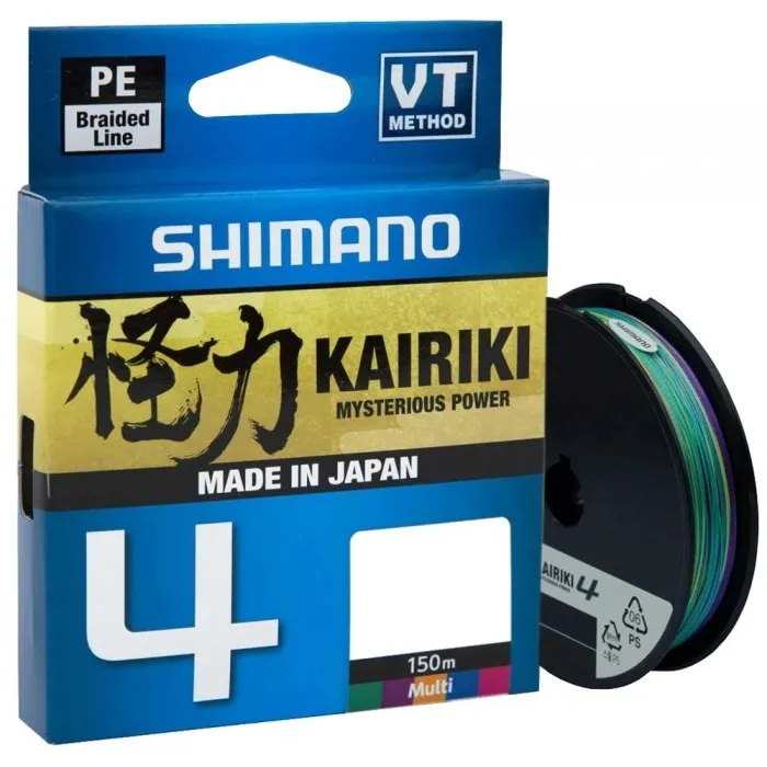 Шнур Shimano Kairiki 4 PE (150 м) Multi Colour, цв. Мультиколор, 0.1 мм