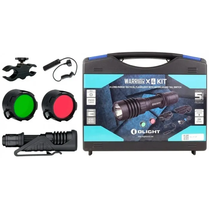 Ліхтарик ручний Olight Warrior X 4 KIT (2600 Lm) Matte Black, Чорний