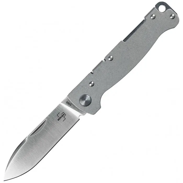 Нож складной Boker Plus Atlas Backlock Droppoint (Satin) Grey, цвет Серый