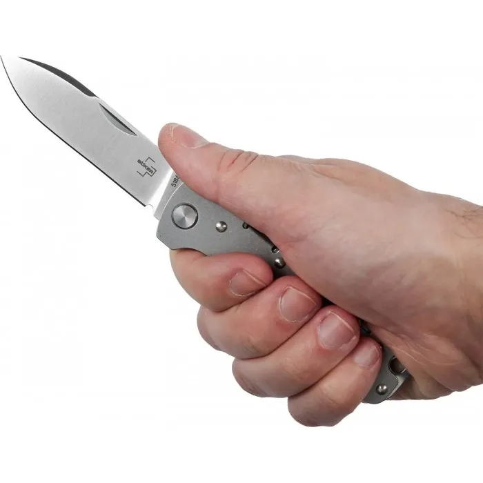 Ніж складаний Boker Plus Atlas Backlock Droppoint (Satin) Grey, колір Сірий