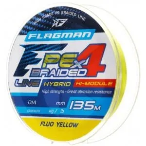 Шнур Flagman PE Hybrid F4 (135 м) Fluo Yellow, цв. Желтый, 0.06 мм