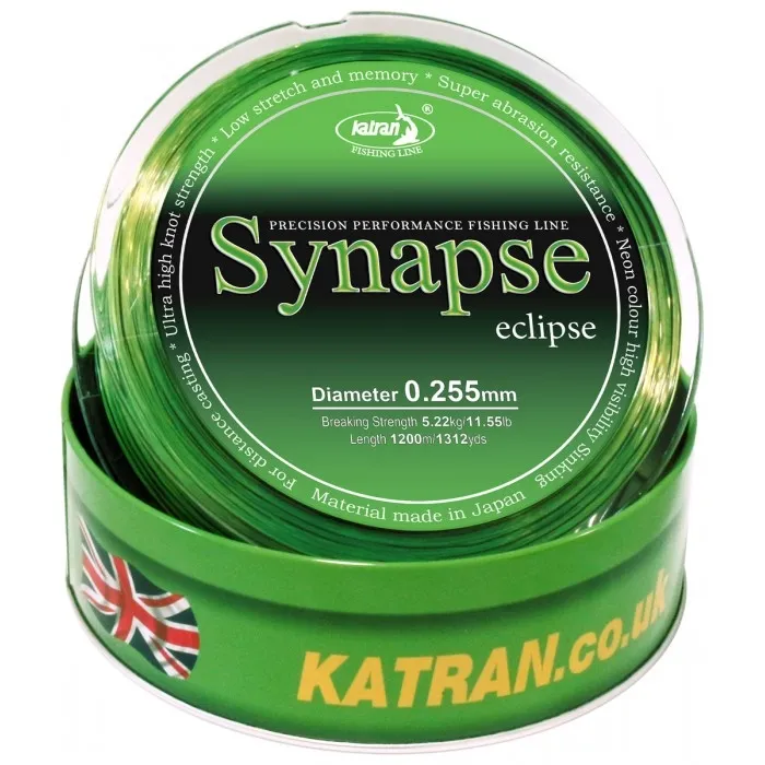 Леска Katran Synapse Eclipse (1200 м) Neon-Black, цвет Зеленый, 0.255 мм