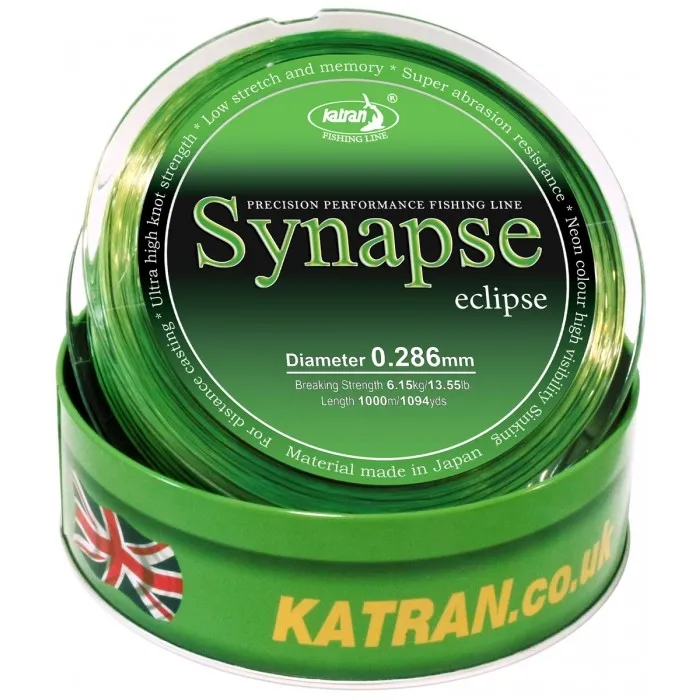 Леска Katran Synapse Eclipse (1000 м) Neon-Black, цвет Зеленый, 0.286 мм