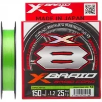 Шнур YGK X-Braid Braid Cord X8 (150 м) цв. Салатовый, 0.235 мм