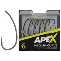 Крючок RidgeMonkey Ape-X Medium Curve с микро бородкой (10 шт) цв. Серый, номер 06