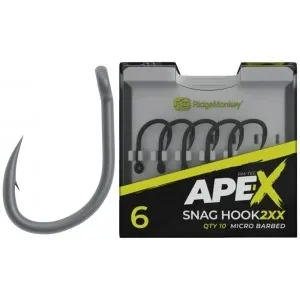 Крючок RidgeMonkey Ape-X Snag Hook 2XX с микро бородкой (10 шт) цв. Серый, номер 04
