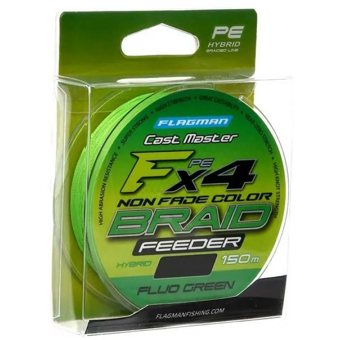 Шнур Flagman Cast Master Feeder Braid x4 (150 м) Fluo Green, цв. Зеленый, 0.16 мм