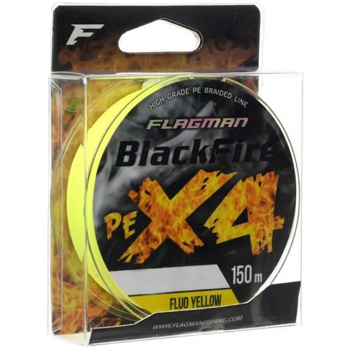 Шнур Flagman Blackfire PE X-4 (150 м) Fluo Yellow колір Жовтий, 0.23 мм