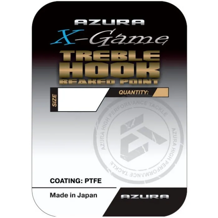 Крючок тройник Azura X Game Outpoint Treble Hook (6 шт) цв. Черный, номер 10