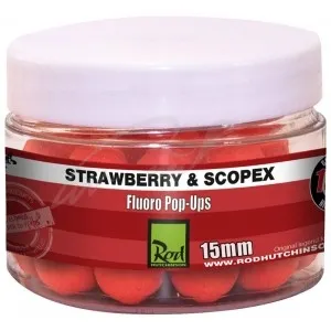 Бойлы Rod Hutchinson Fluoro Pop Ups Strawberry & Scopex 15mm