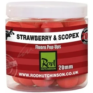 Бойли Rod Hutchinson Fluoro Pop Ups Strawberry & Scopex 20mm