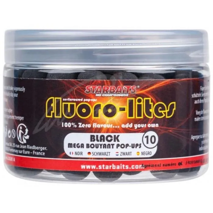 Бойлы Starbaits Fluorolite Pop Ups Black 10mm 60g