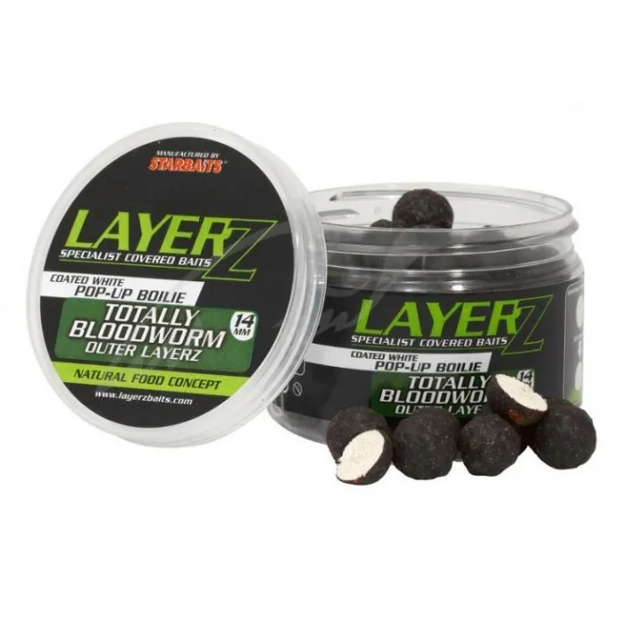 Бойлы Starbaits LayerZ Pop-Up Totally Bloodworm Coated White 14mm 60g