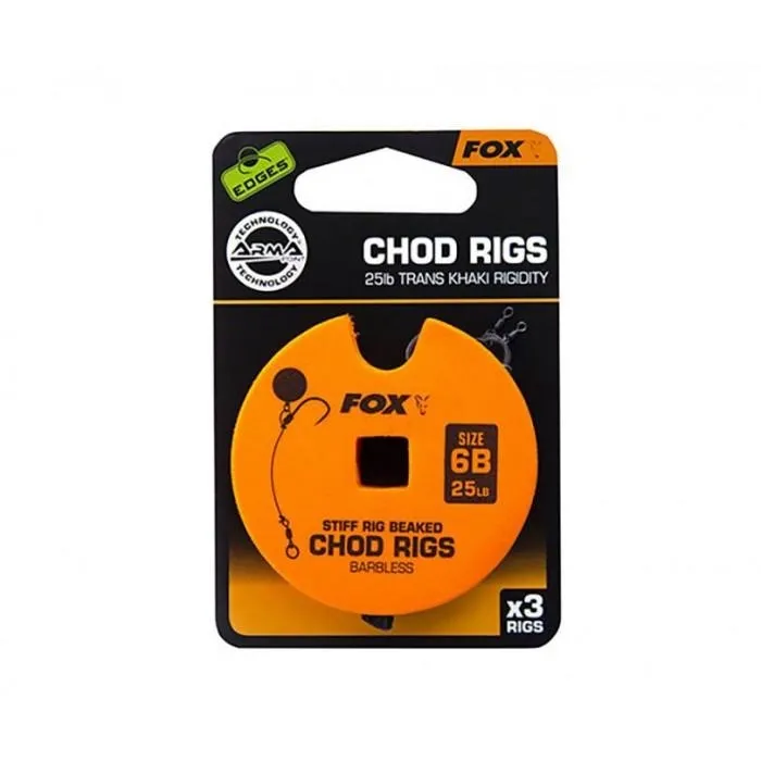 Готовый поводок Fox Edge Standart Chod Rig Barbless #6B