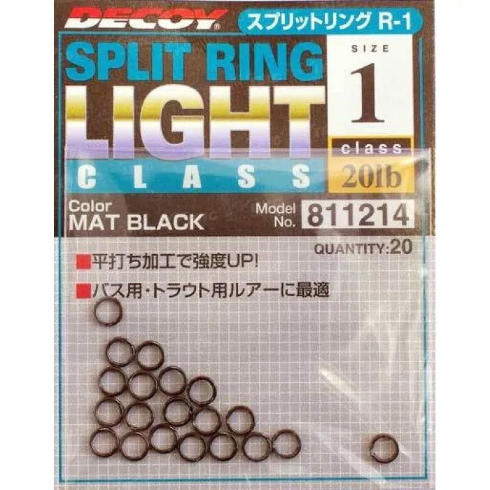 Кільця заводні Decoy Split Ring Light R-1 Mat Black №0
