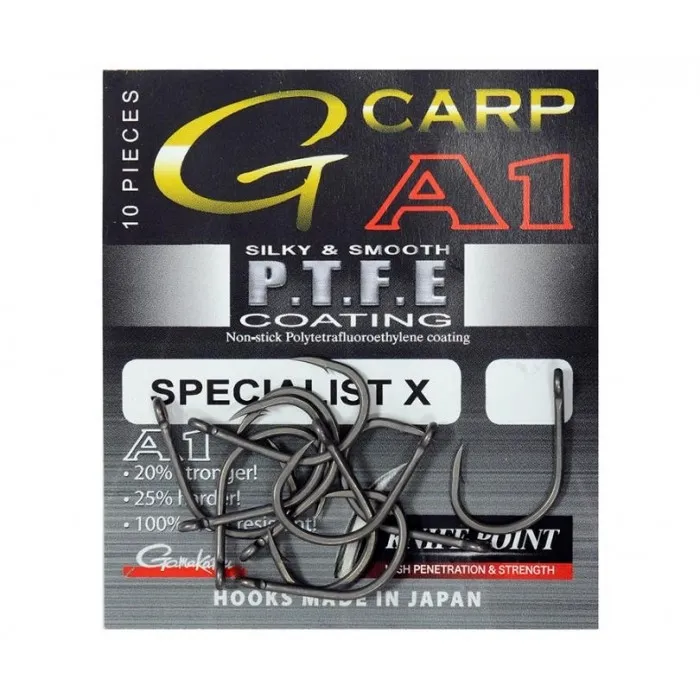 Гачки Gamakatsu G-Carp A1 Specialist X PTFE KP №4 Grey