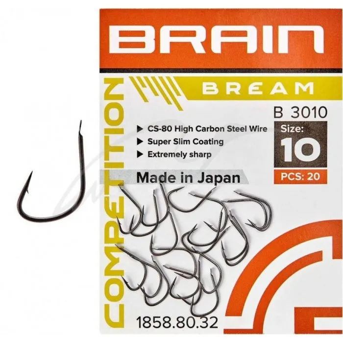 Гачок Brain Bream B3010 (кол. black nickel) 20 шт/уп, номер 10