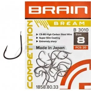 Гачок Brain Bream B3010 (кол. black nickel) 20 шт/уп, номер 08