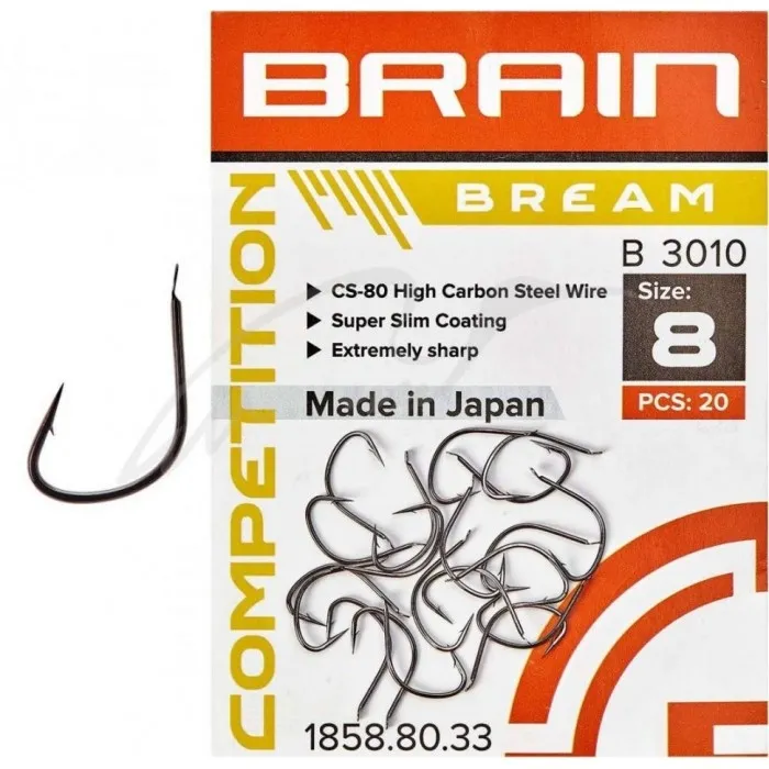 Крючок Brain Bream B3010 (цв. black nickel) 20 шт/уп, номер 08