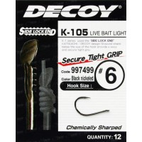 Крючок Decoy K-105 Live Bait Light #6 (12 шт/уп)