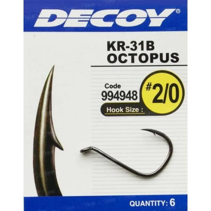 Крючок Decoy KR-31 Octopus Black Nickeled #2/0 (6 шт/уп)