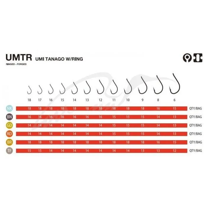 Крючок Fudo Umi Tanago W/Ring BN №18