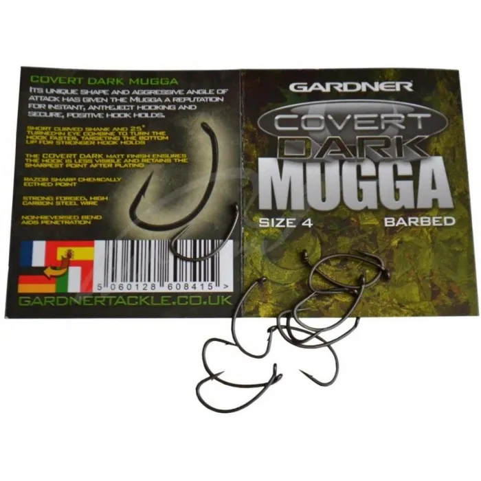 Крючок карповый Gardner Covert Dark Mugga Hook Barbed №10 (10шт)