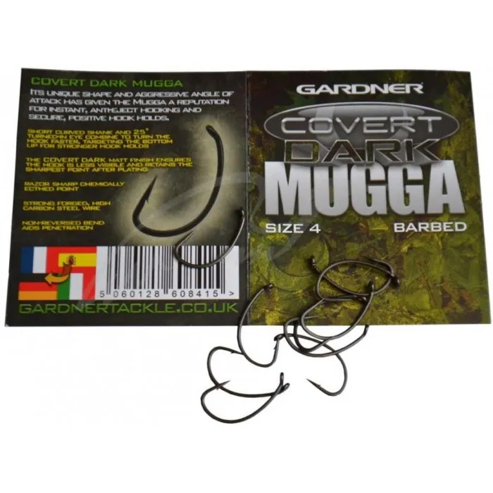Крючок карповый Gardner Covert Dark Mugga Hook Barbed №6 (10шт)