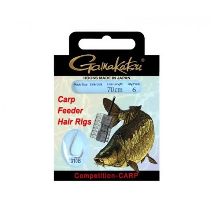 Крючок с поводком Gamakatsu BKS-3310B Carp Feeder Hair Rigs №10 0.20мм 70см