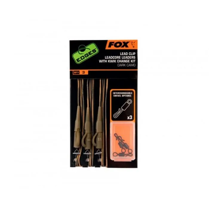 Монтаж готовый на ледкоре FOX EDGES™ Lead Clip Leadcore Leaders Dark Camo