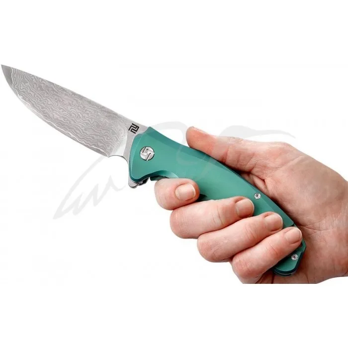 Нож Artisan Tradition Damascus Titanium Green