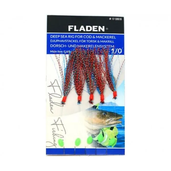 Оснащення морская Fladen Glitter Feather Rig Red Turquoise №3